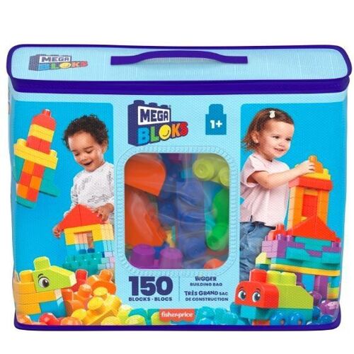 Mega Bloks Coffret De Construction Maxi Sac De Construction Avec 150 Gros Blocs De Construction Colorés Et 1 Sac De Rangement Pi Ces Compatibles Et Membres Articulés Jouet D Éveil D S 1 An Hhm96