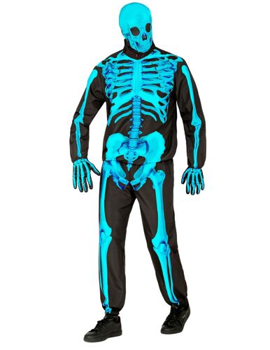 Déguisement Squelette Bleu Fluo Adulte - Taille: Xxl