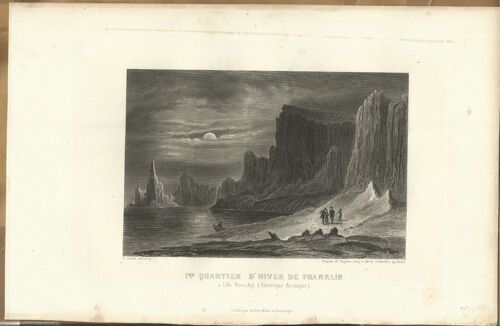 Gravure Sur Acier Xixe (Vers 1850)  1er Quartier D'hiver De Franklin A L'ile Beechy (Amérique Arctique)
