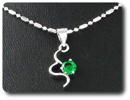 Pendentif Emeraude 5 Mm Plaqué Or Blanc 18 K.