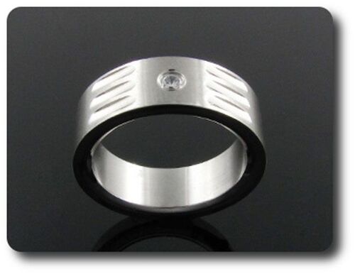 Bague Homme Acier + 1x2 Mm Diamant Cz.