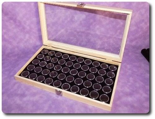 Coffret Bois Pour Pierres + 50 Boîtes À Gemmes Noires.