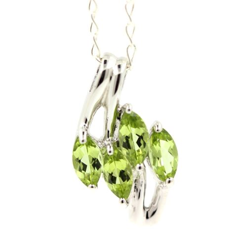 Pendentif Peridot Argent 925 + Chaine En Argent 925.