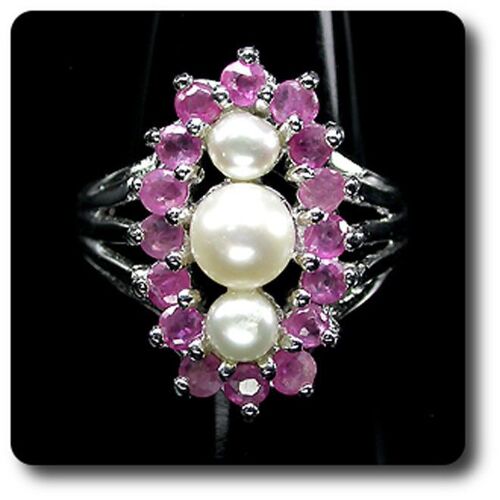 Bague Rubis & Perle Argent 925.