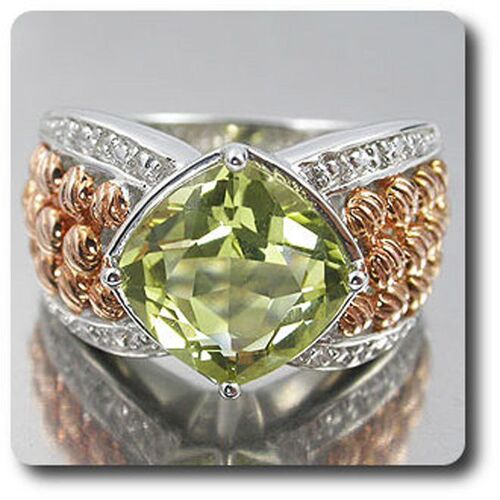 Bague Citrine & Diamant Argent 925.