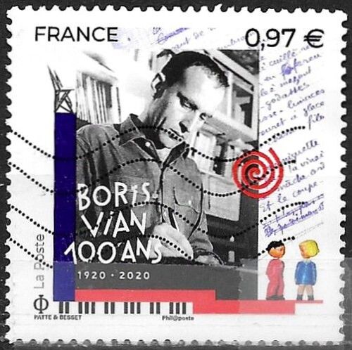 France 2020, Beau Timbre Yvert 5383, Centenaire De La Naissance De Boris Vian, Poète, Romancier, Musicien Entre Swing Et Jazz, Chanteur... Oblitéré, Tbe