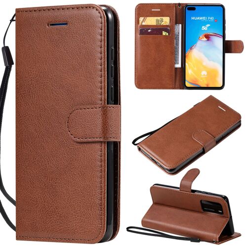Coque Pour Huawei P40,Portefeuille Etui Housse En Cuir Protection Avec Porte Cartes,Antichoc Etui A Rabat Pochette Pour Huawei P40,Marron