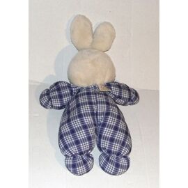 Doudou Lapin Nounours Marron Avec Carreaux Rouges - Tartine Et Chocolat - Très Bon état