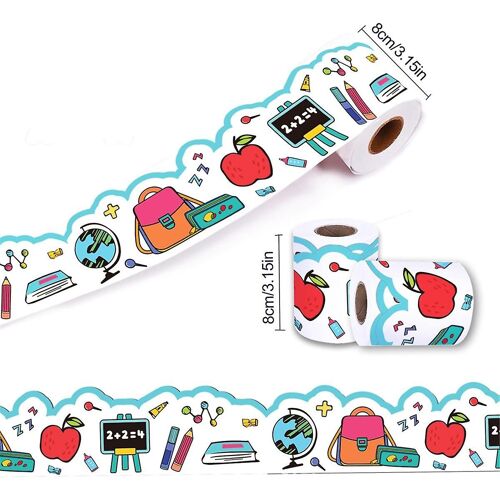 Back to School Bulletin Board Border Self Adhesive Scalloped Trim Border Sticker 67.9ft for School