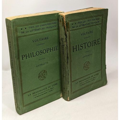 Voltaitre Philosophie - Extraits + Histoire - Extraits - Coll. Tous Les Chefs-D'oeuvre De La Littérature Française -- 2 Livres