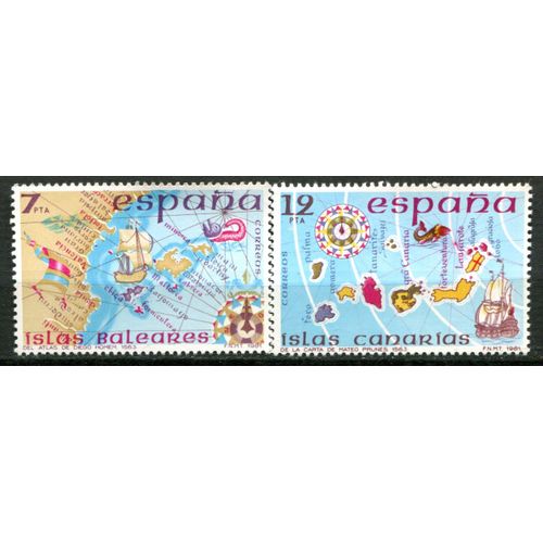 Espagne Année 1981 N° 2250 2251 Neufs** L'espagne Insulaire  / Les Baléares Et Les Canaries
