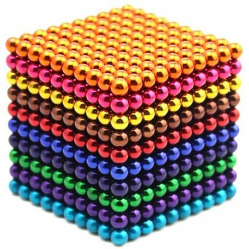1000pcs Jeu De Billes Magnetiques 5mm Aimant Magique Cube Jouet De Construction Pour Le Soulagement Du Stress Melange 10 Couleurs - 1000 pièces