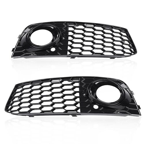 Black Car Front Fog Light Mesh Grille Cover For A4 B8 2009 2010 2011 2012 Fog Lamp Honeycomb Grille