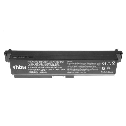 vhbw Batterie compatible avec Toshiba Satellite M308, L775D, L775, M305, M302, M301, M300, M307, M306 ordinateur portable (6600mAh, 10,8V, Li-ion)