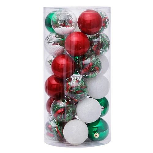 30PCS Christmas Decorations 6Cm Transparent Ball Christmas Ball Set Christmas Tree Pendant