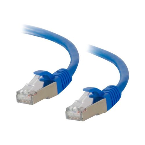 C2G Cat6a Booted Shielded (STP) Network Patch Cable - Cordon de raccordement - RJ-45 (M) pour RJ-45 (M) - 2 m - STP - CAT 6a - moulé, sans crochet, bloqué - bleu