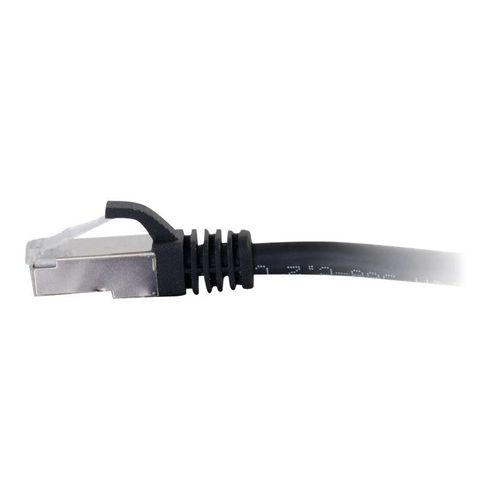 C2G Cat6a Booted Shielded (STP) Network Patch Cable - Cordon de raccordement - RJ-45 (M) pour RJ-45 (M) - 30 cm - STP - CAT 6a - moulé, sans crochet, bloqué - noir