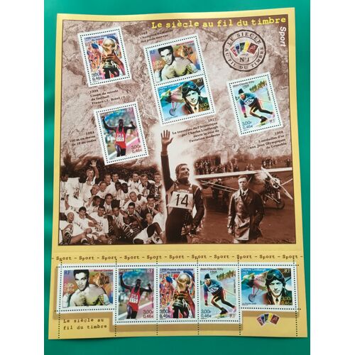 Bloc Feuillet 10 Timbres Le Siècle Au Fil Du Timbre Sport -Yvert Et Tellier 29,Bloc Feuillet Et Pochette Gomme Intacte