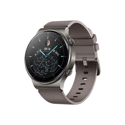Huawei Watch GT 2 Pro - Classic - gris nébuleuse - montre intelligente avec bracelet - cuir - marron gris - taille du poignet : 140-210 mm - affichage 1.39" - 4 Go - Bluetooth - 52 g
