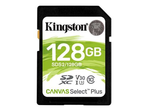 Kingston Canvas Select Plus - Carte mémoire flash - 128 Go - Video Class V30 / UHS-I U3 / Class10 - SDXC UHS-I