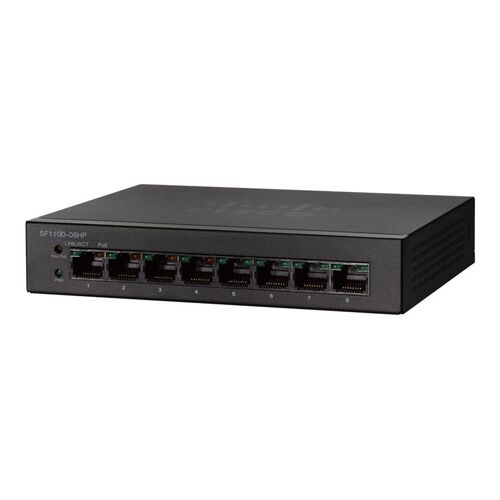 Cisco Small Business SF110D-08 - Commutateur - non géré - 8 x 10/100 - de bureau, fixation murale - Tension CC