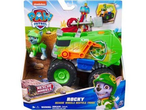 Coffret Pat Patrouille Rocky + Véhicule Tout Terrain Wheels Transformable - Set Figurine Et Véhicule + 1 Carte tigre