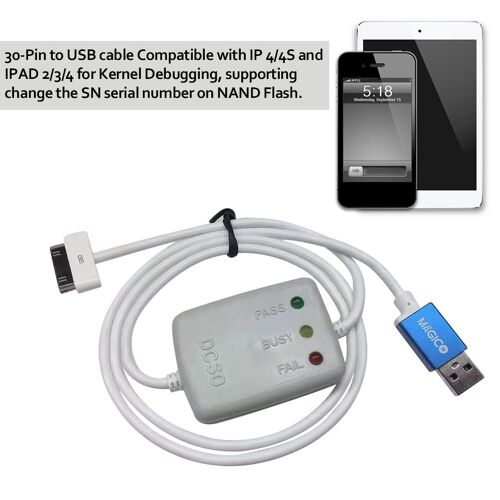 Câble d'ingénierie à Port série DCSD 30 broches, débogage, changement de numéro IMEI SN, Compatible avec IP 4/4s IC, réparation de câbles USB