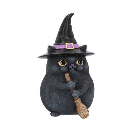 Figurines Balai Chat Résine Artisanat Accessoires De Table Mignon Halloween Décorations 11cm 130g