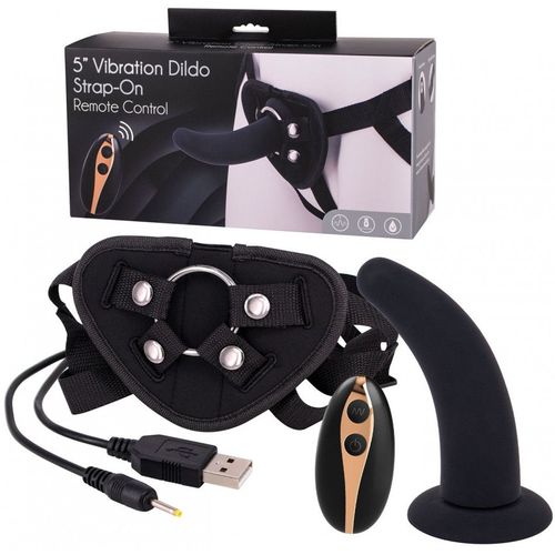Gode Ceinture Anal Vibrant Usb Noir - 13 Cm