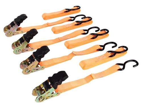 SANGLE D'ARRIMAGE AVEC TENDEUR À CLIQUET 500kg - 25mm x 5m - 4 pcs