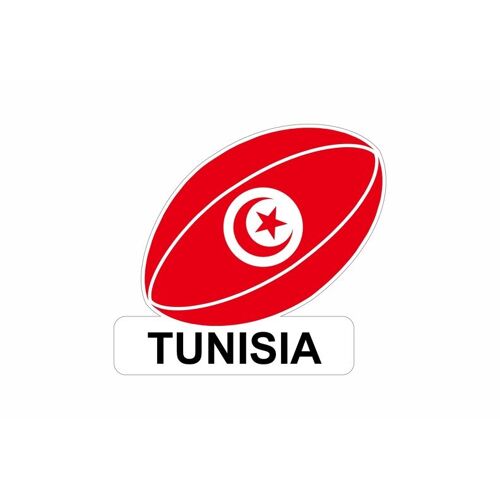 Autocollant Sticker Voiture Moto Drapeau Ballon Rugby Tunisie Tunisien