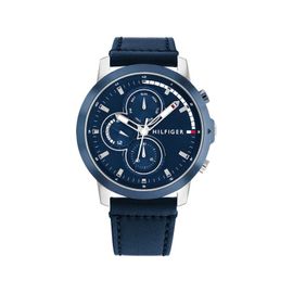 Tommy Hilfiger Jameson Montre Homme Multifonction Acier Cuir Bleu 1792051