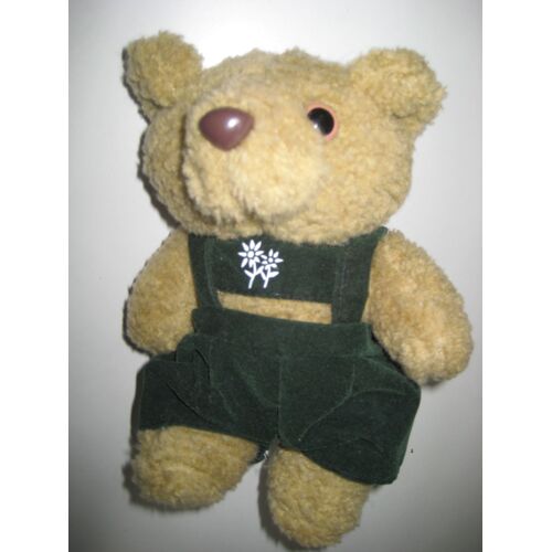 Peluche Doudou Ours Articulé Salopette Verte Edelweiss 21 Cm