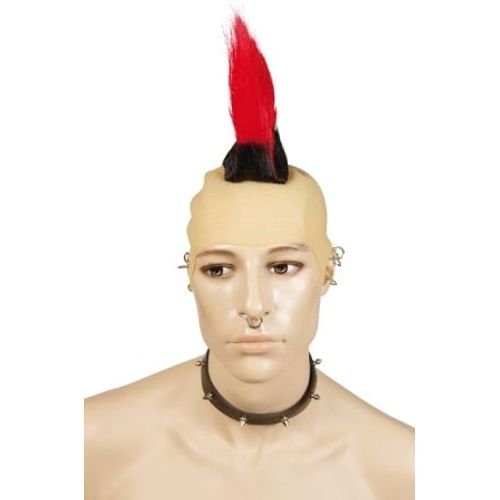 Perruque Crête De Punk - Noir Et Rouge