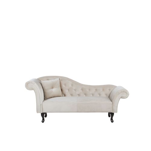Chaise Longue Côté Gauche En Velours Beige Lattes