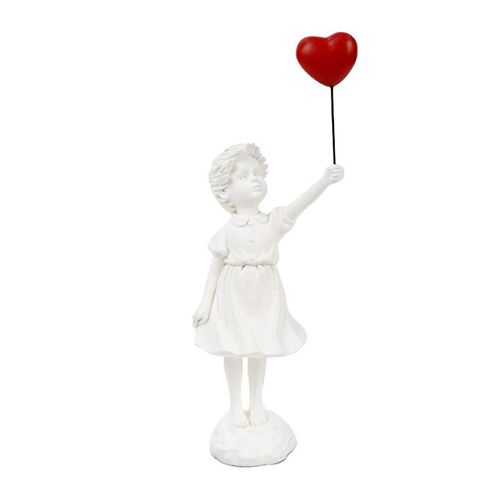 Petite fille avec ballon Figurine Statue Sculpture Salon Salle D¿étude Chambre Décor Maison Table Décoration Blanc