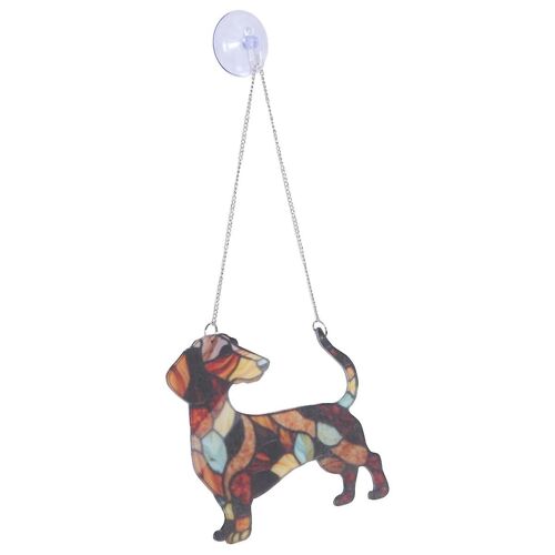Teckel suspendu à la fenêtre, chien, cadeau d'amoureux des chiens, teckel acrylique suspendu à la fenêtre, cadeau d'amant de teckel A