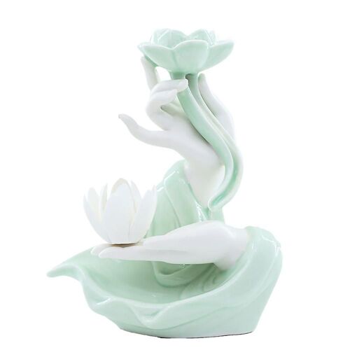 Backflow Incense Cones Lotus Smoke Waterfall Backflow Incense Burner Celadon Incense Holder Home De