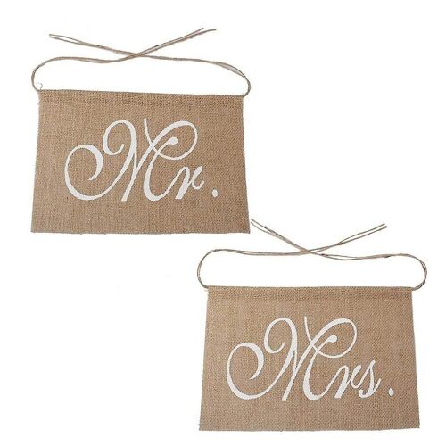 Mr & Mrs Burlap Chair Banner Set Chair Sign Garland Rustic Wedding Photo Background Backdrop Party