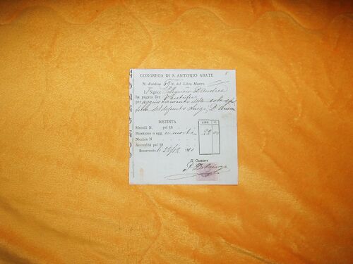 Lettre / Document A Identifier De 1890 / Italie Congrega Di S. Antonio Abate + Timbre