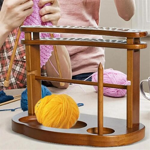Handmade Wood Yarn Dispenser Yarn Dispenser Large Capacity Double-Layer Yarn Ball Holder For Effici