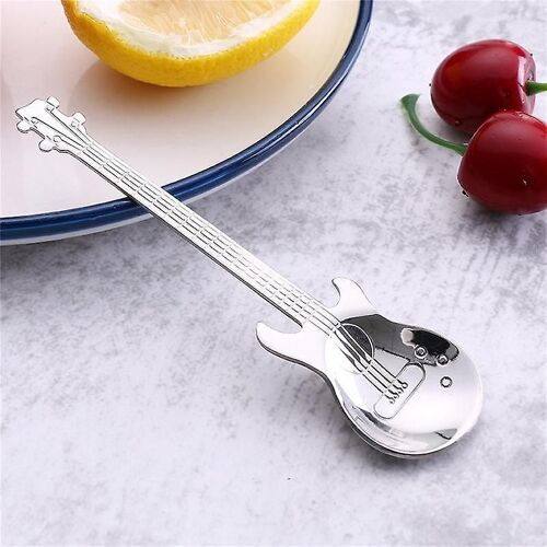 Guitar Coffee Teaspoons,4 Pcs Stainless Steel Musical Coffee Spoons Teaspoons Mixing Spoons Sugar S