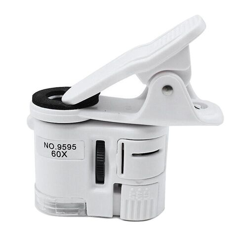 Universal Clip Microscope 60x Led Jewelry Glass Focusing Adjusted Pocket Magnifying With Cell Phone