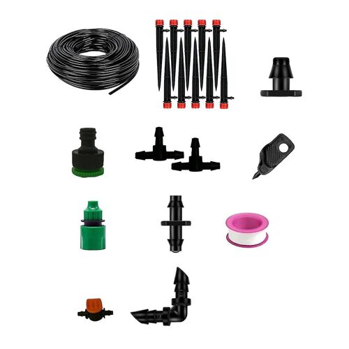 49.2ft 1/4inch Hose Drip Irrigation System Kit Adjustable Sprinkler Garden Watering Inserting Groun