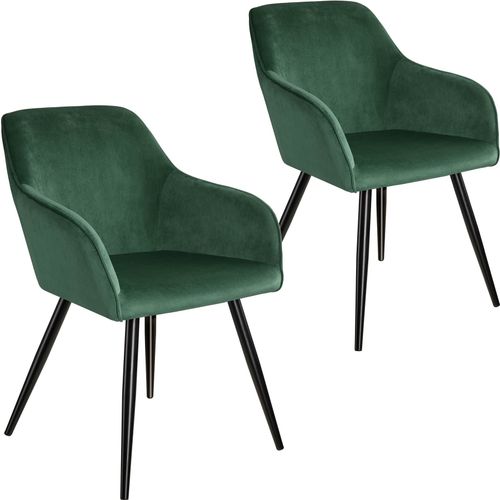 2 Chaises Marilyn Design En Velours Style Scandinave - Vert Foncé/Noir