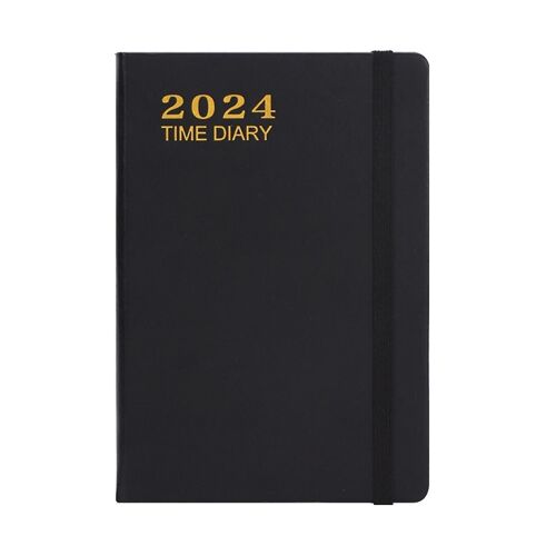 Calendrier Pocket Planner 2024 2024 , Agenda Mensuel Hebdomadaire Avec Poche, Fermeture Élastique, Pages De Notes, Onglets Mensuels Noir