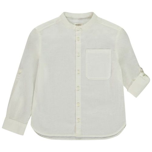 Chemise Manches Longues Retroussables Unie Pour Garçon - Ecru