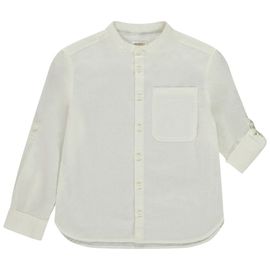 Chemise Manches Longues Retroussables Unie Pour Garçon - Ecru