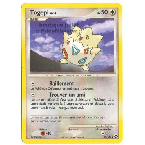 Pokemon - Carte Togepi - Niv 4 Pv 50 88/106
