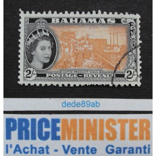 Bahamas..Postage-Revenue.Elisabeth 2.(Fond Orange). Oblitéré.